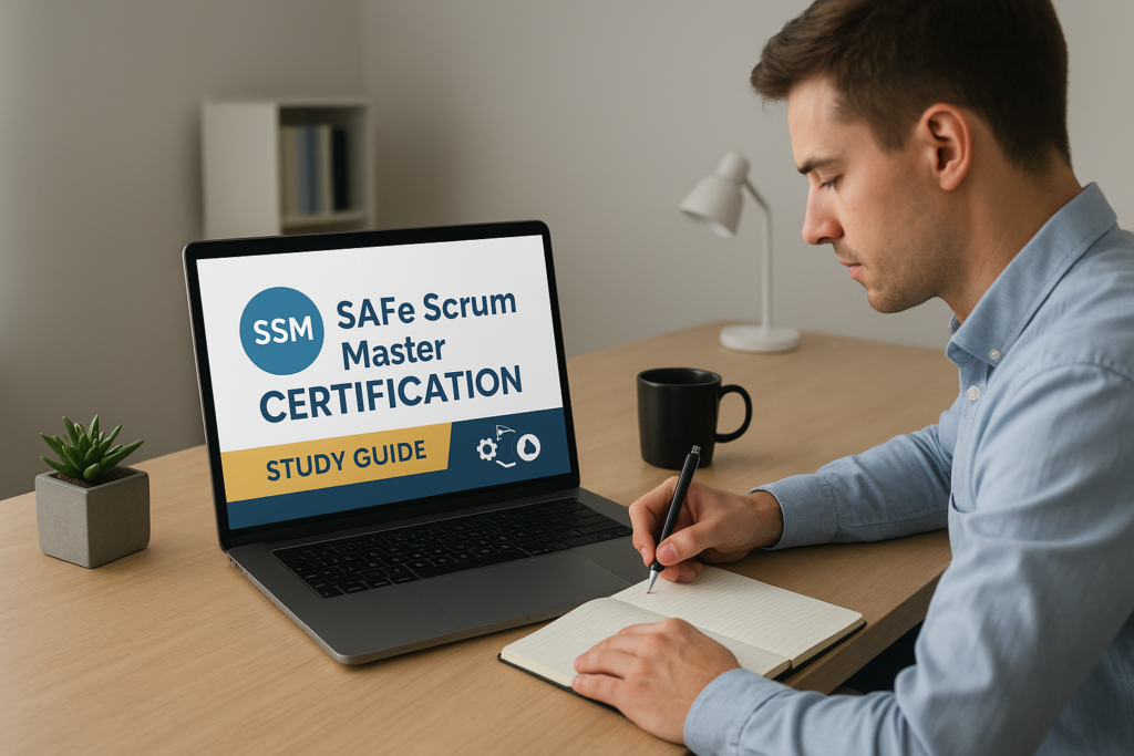 SAFe Scrum Master Certification (SSM) study guide workspace for 2026 exam preparation