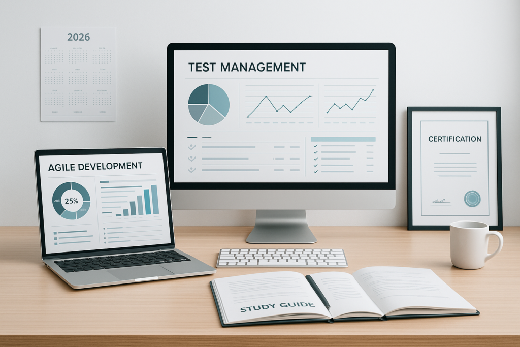Study guide for Micro-Certification – Agile Development 2.0 and Test Management 2.0 Implementation with digital devices and certification materials